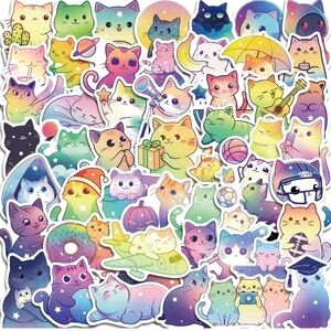 100 pc Cute Colorful Cat Sticker Set